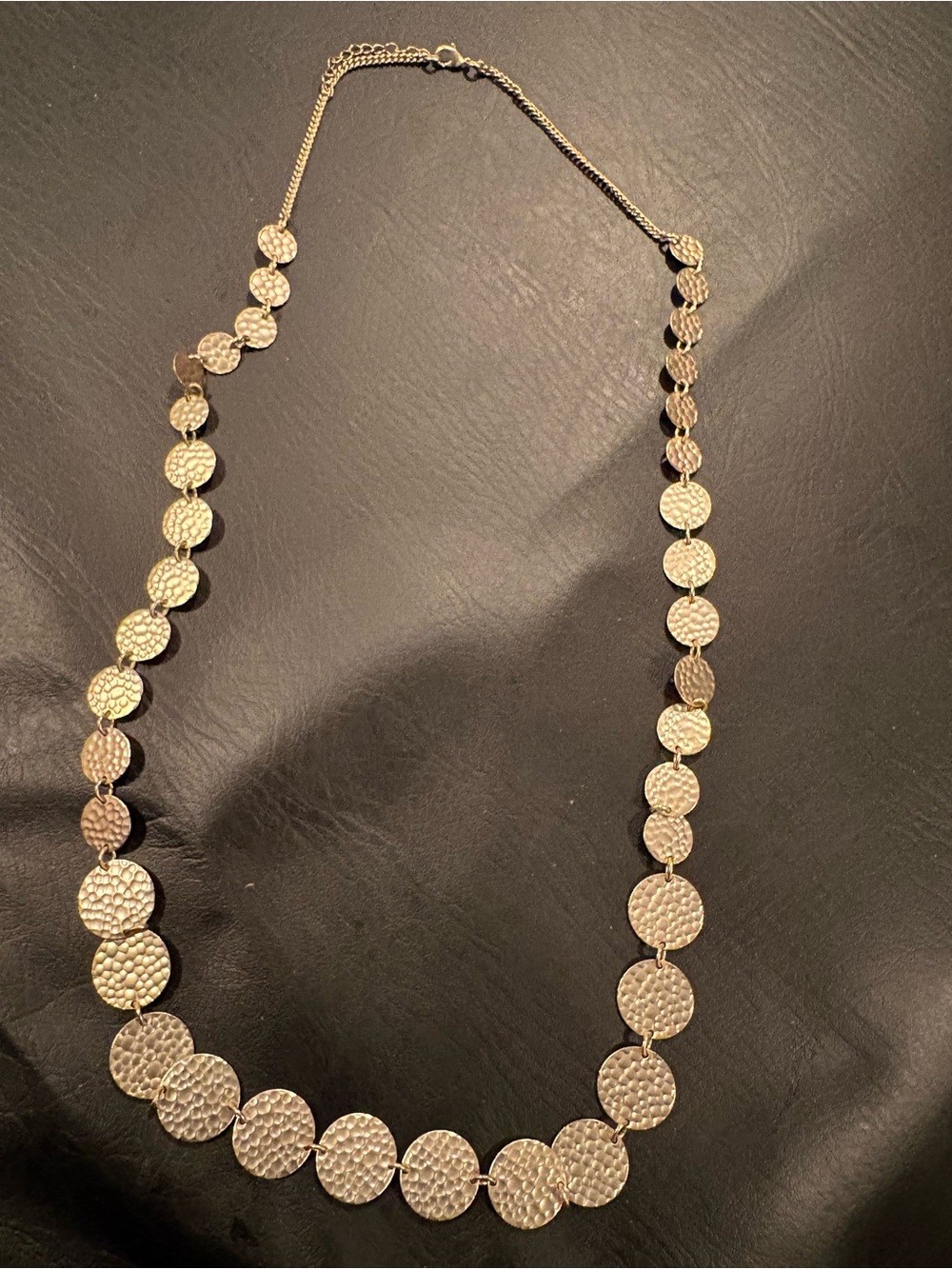 Gold Textured Disc Necklace - Elegant Women's Jewelry